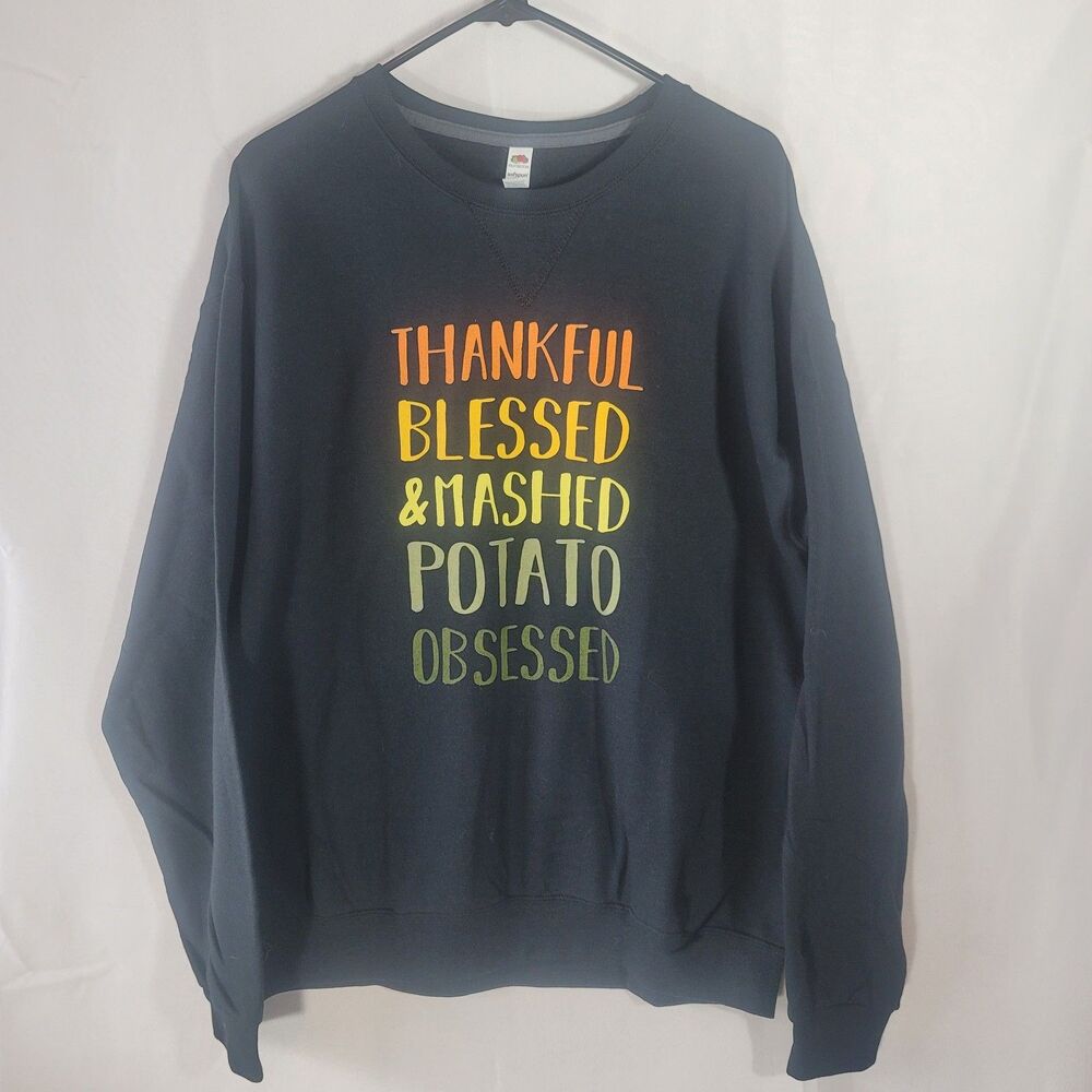 Fruit of the Loom L Sofspun Lined Thanksgiving Mashed Potato Obsessed Crewneck